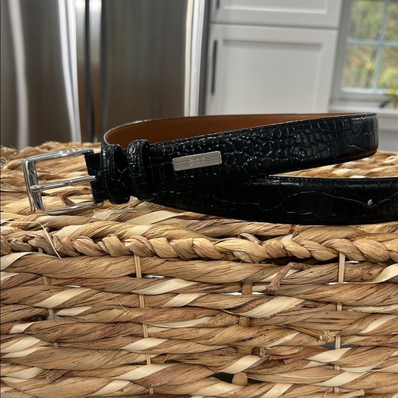 Polo Ralph Lauren Other - Polo Ralph Lauren Mens Belt Faux Crocodile Alligator Italian Leather Black Sz36